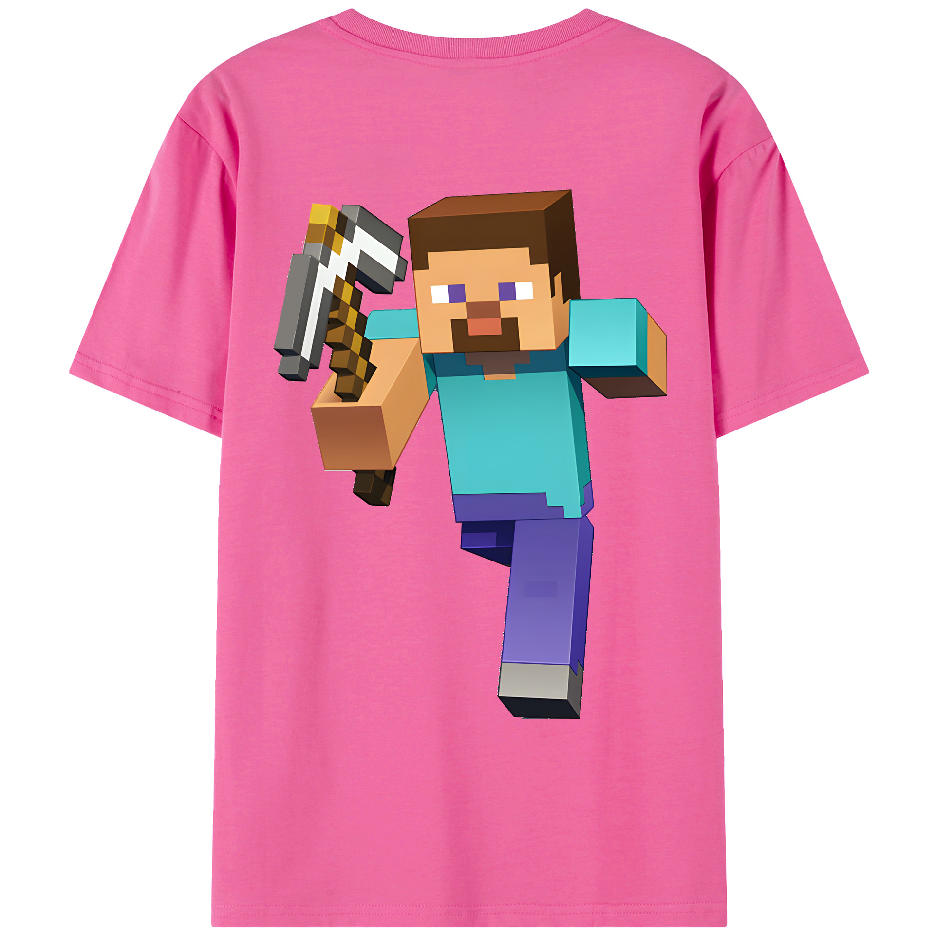 （画像用） マインクラフト ブロックの世界 Minecraft MC Block world レディース半袖Tシャツ(バックプリント)